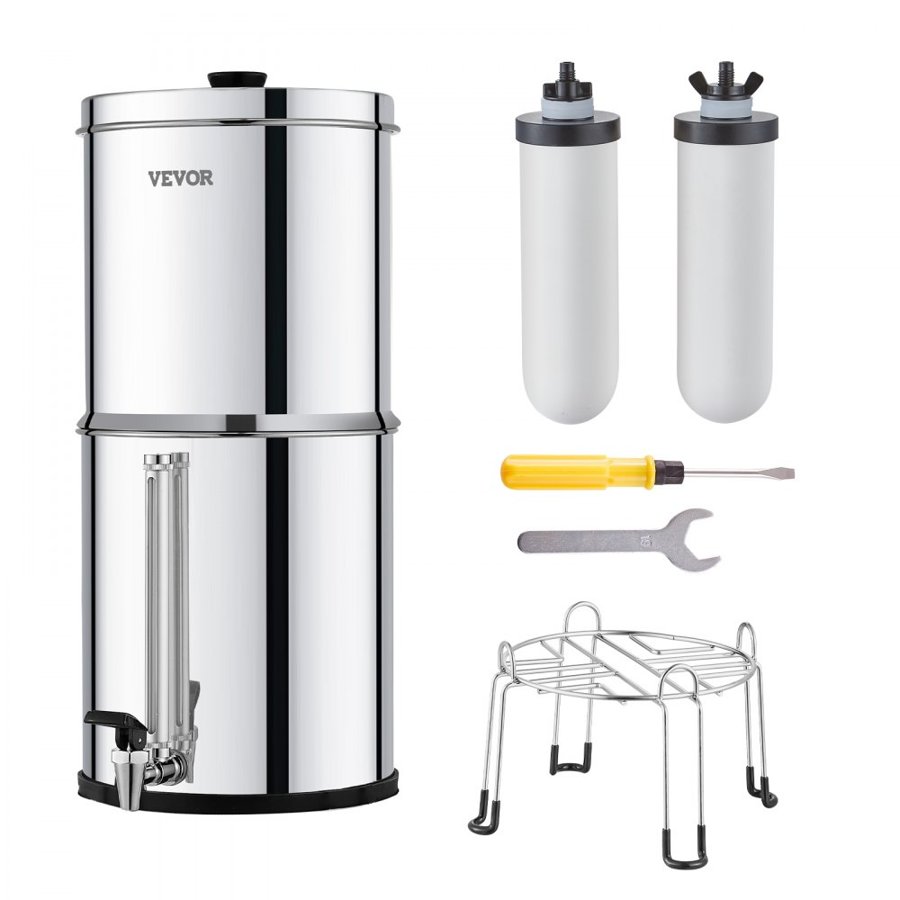 VEVOR Gravity Fed Countertop Water Filter – 2.25G, 304 SS