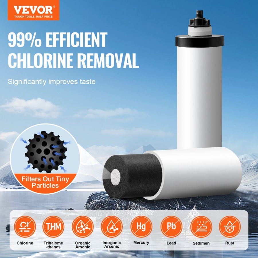 VEVOR Gravity Fed Countertop Water Filter – 2.25G, 304 SS