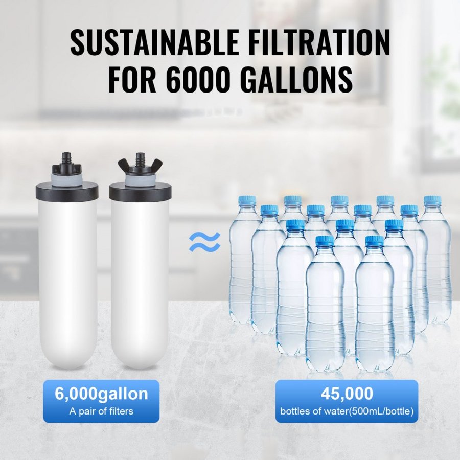 VEVOR Gravity Fed Countertop Water Filter – 2.25G, 304 SS