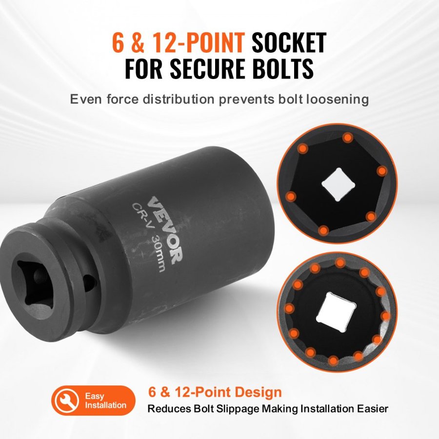 VEVOR Axle Nut Socket Set – 1/2" Drive, 14-Piece Metric