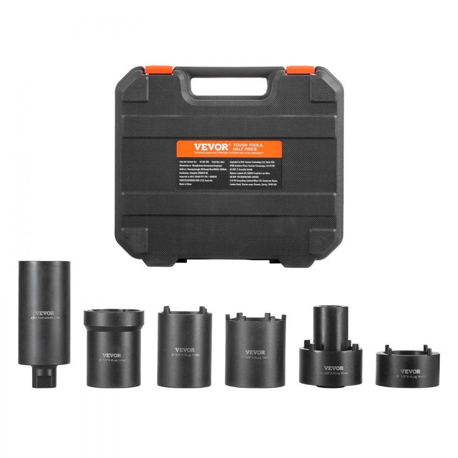 VEVOR Axle Hub Nut Socket Set – 1/2" Drive, 6-Piece Kit