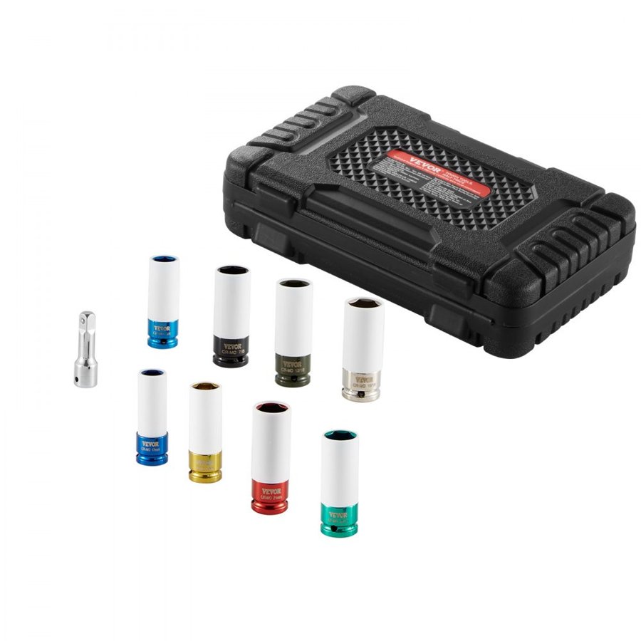 VEVOR Lug Nut Impact Socket Set – 1/2" Drive, 8-Piece Kit