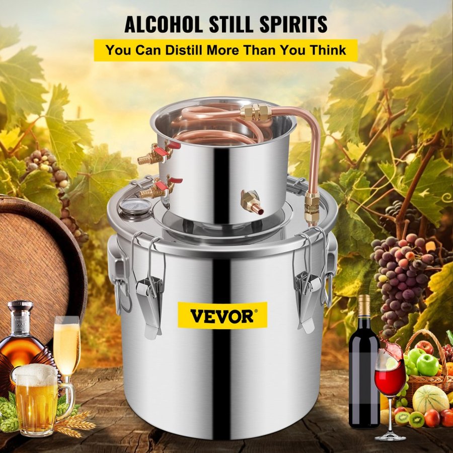 VEVOR Still Distillery Kit 12.5 L Water Essential Oil Distilling Kit w/ Water Pump