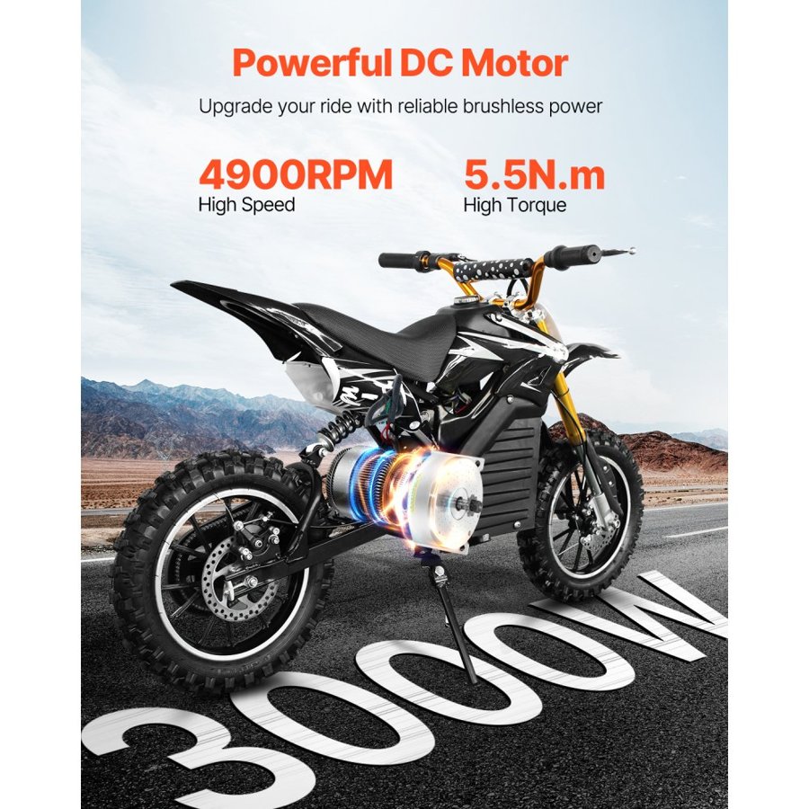 VEVOR 3000W Electric Brushless DC Motor Kit - 72V 4900rpm Motor with Upgraded Speed Controller and Throttle Grip Kit for Go Karts E-Bike Motorcycle Scooter DIY