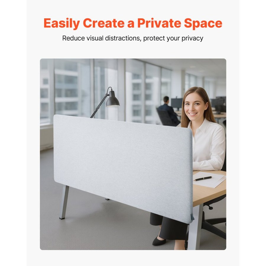 VEVOR Desk Divider Privacy Panel – 60"x24", 2 Clamps, PET