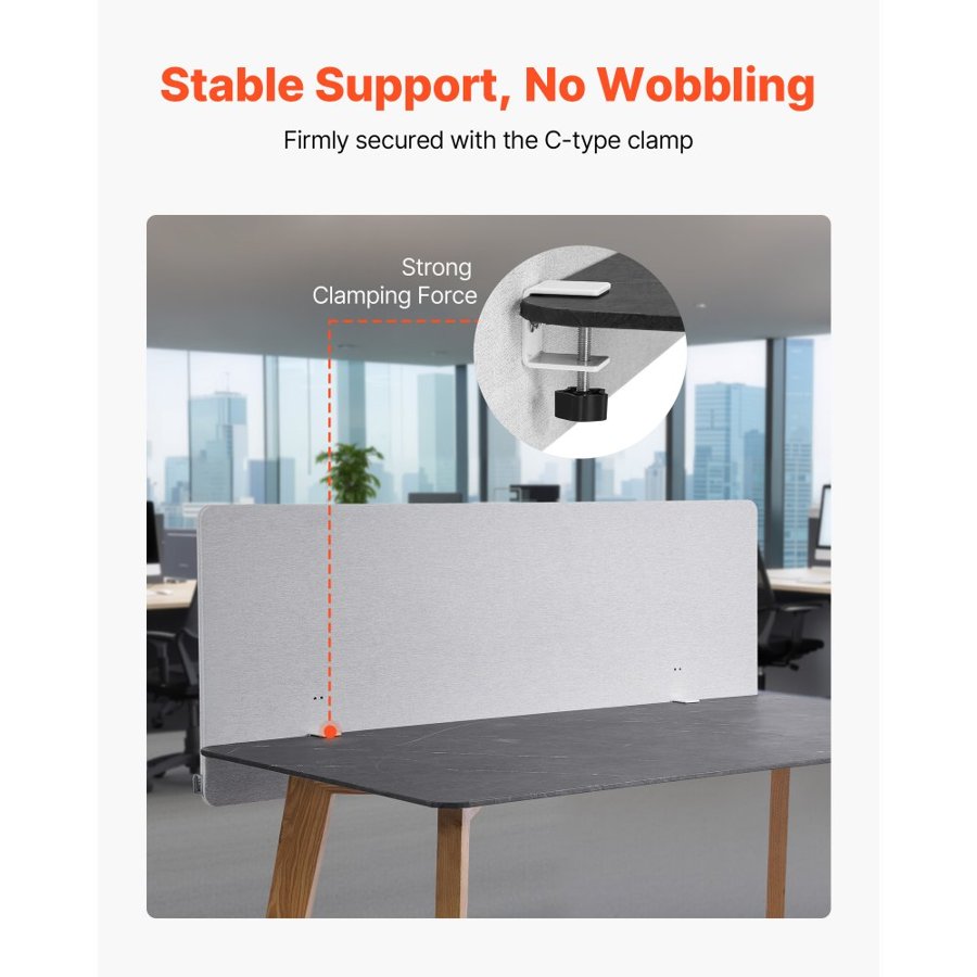 VEVOR Desk Divider Privacy Panel – 60"x24", 2 Clamps, PET