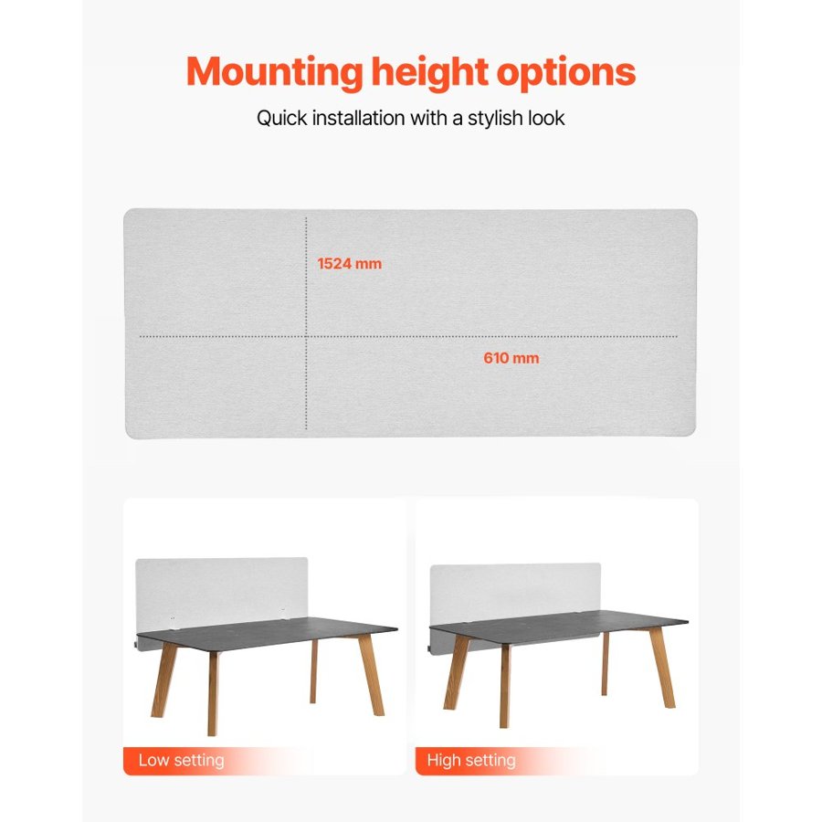 VEVOR Desk Divider Privacy Panel – 60"x24", 2 Clamps, PET