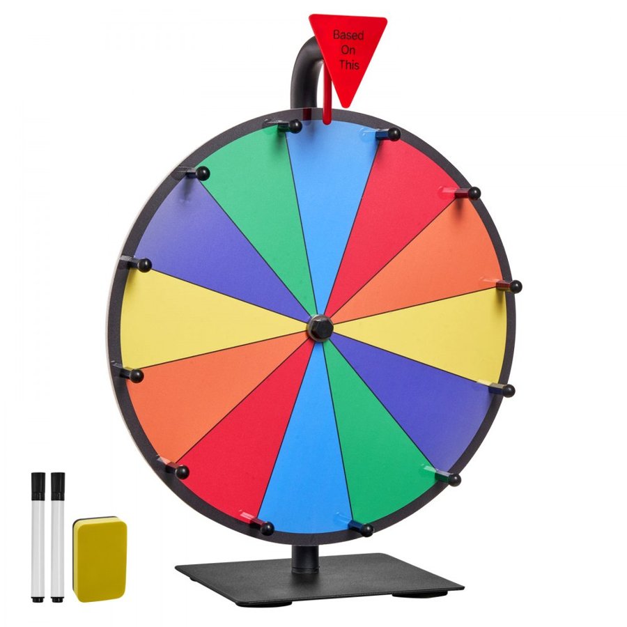 VEVOR Spin Prize Wheel – 12 in, 12 Slots, Tabletop Stand