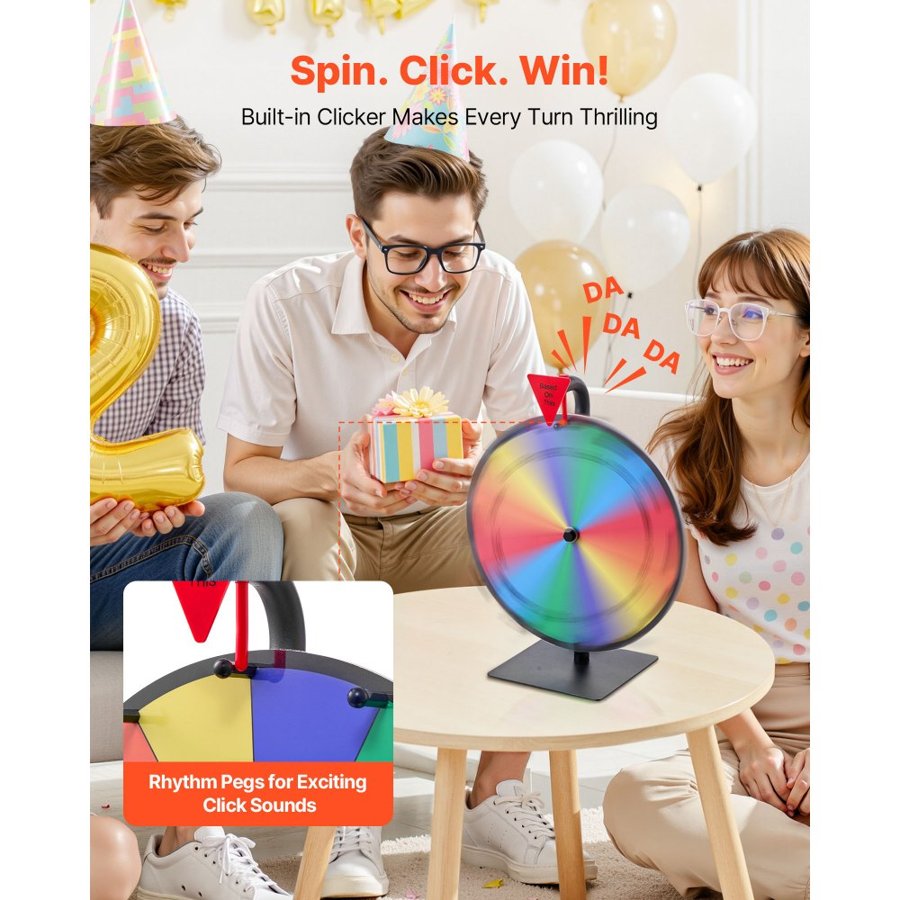 VEVOR Spin Prize Wheel – 12 in, 12 Slots, Tabletop Stand