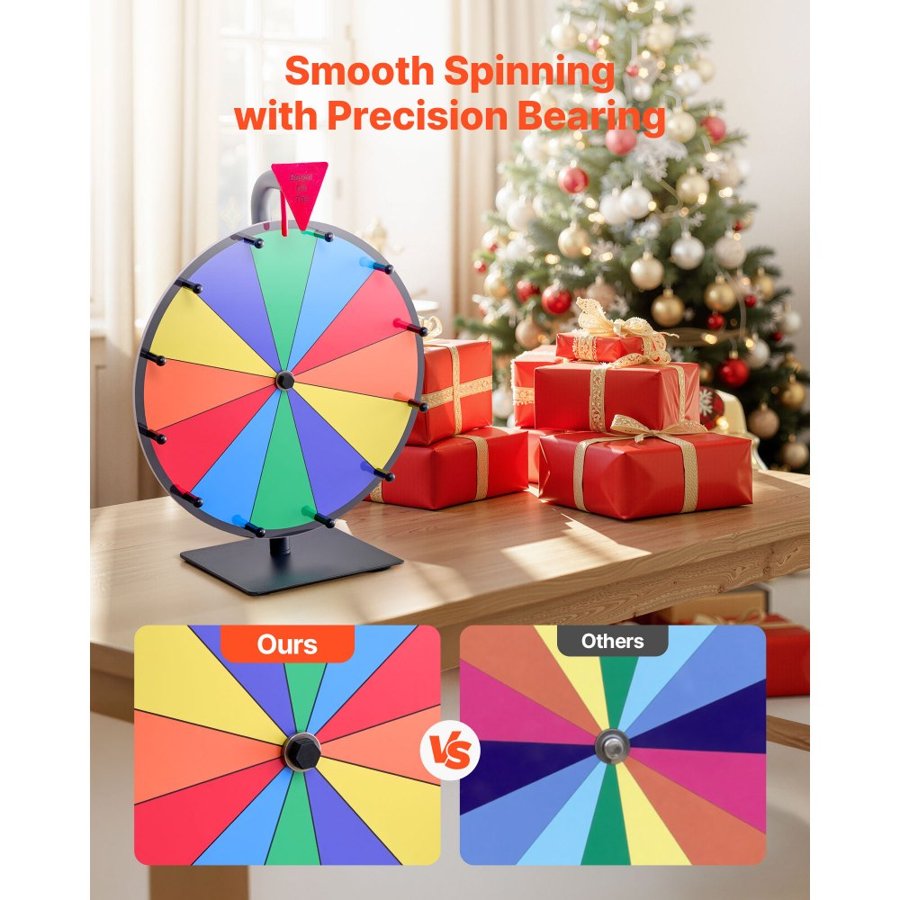 VEVOR Spin Prize Wheel – 12 in, 12 Slots, Tabletop Stand
