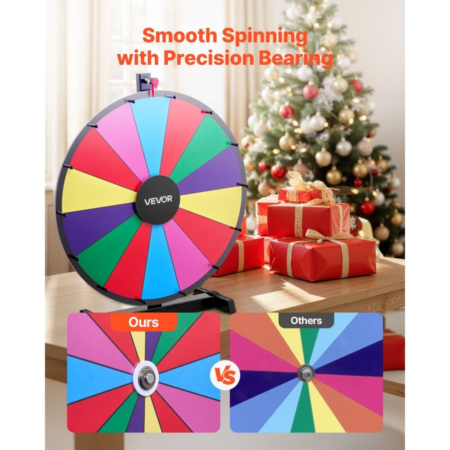 VEVOR 24 in Spinning Prize Wheel – 14 Slots, 6 Colors