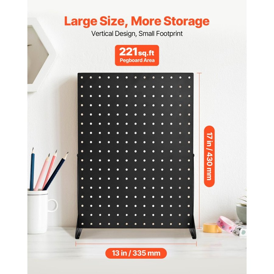 VEVOR Pegboard Display Stand, 43 x 33 cm Tabletop Pegboard Display Stand, Accessories Rack Organizer, Thickened Cold-Rolled Steel Peg Board Panel for Grocery Retail Store Jewelry Shop, Black (4 PCS)
