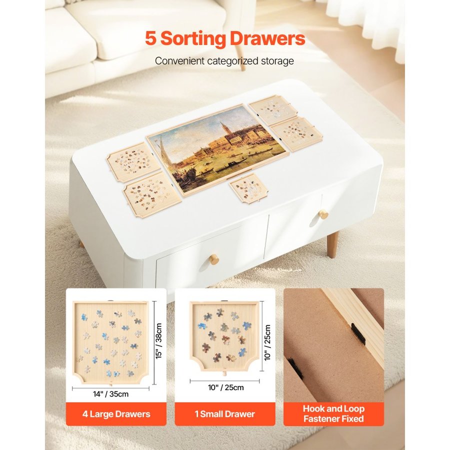 VEVOR 2000 Piece Puzzle Board – 5 Drawers, 40 x 29 Inch