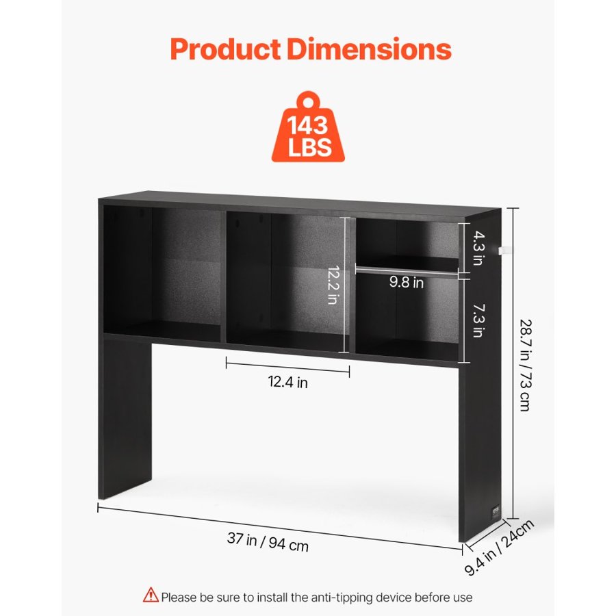 VEVOR Desktop Shelf Organizer – 37" Wide, 1-Tier Hutch
