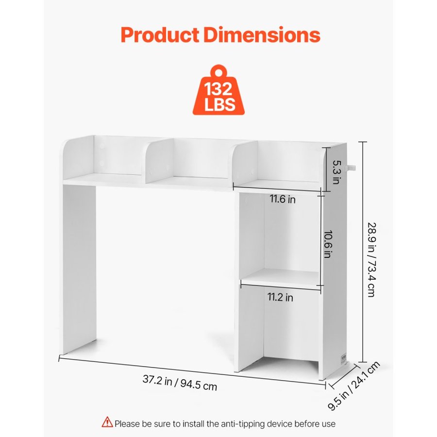 VEVOR 2 Tier Desktop Bookshelf – KLBS-05, 66 lbs/ Shelf