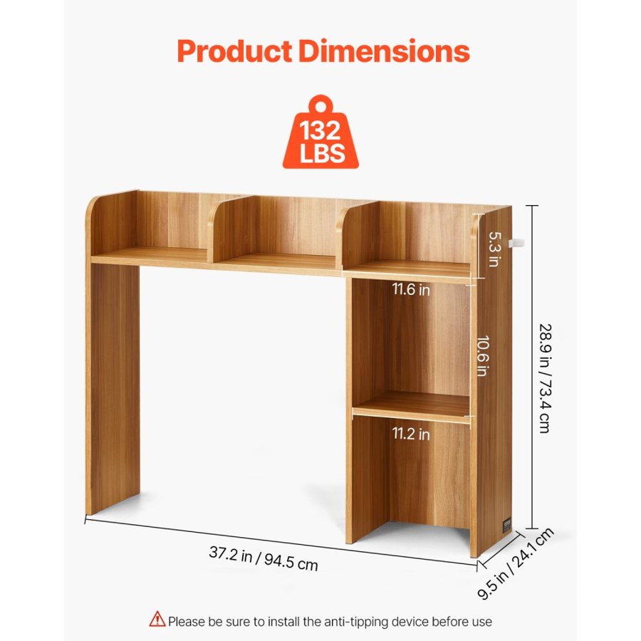 VEVOR Desktop Hutch Organizer – 2-Tier, 37.2" x 9.5" x 28.9"
