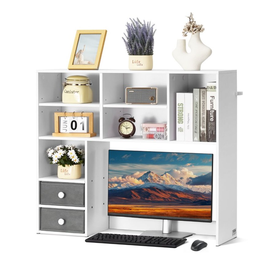 VEVOR Desktop Hutch Bookshelf – 3-Tier, 37"x10", 100LB Load
