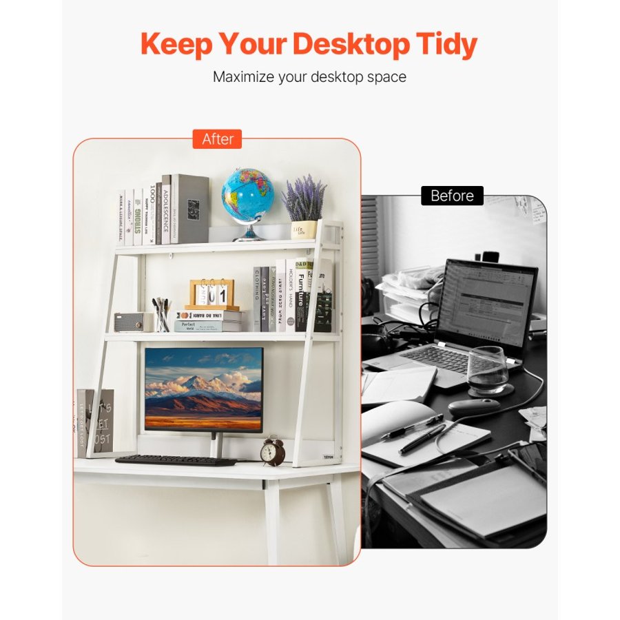 VEVOR Bookshelf for Desktop – 37.4x 12.6 x 35.4 Inch, 2-Tier