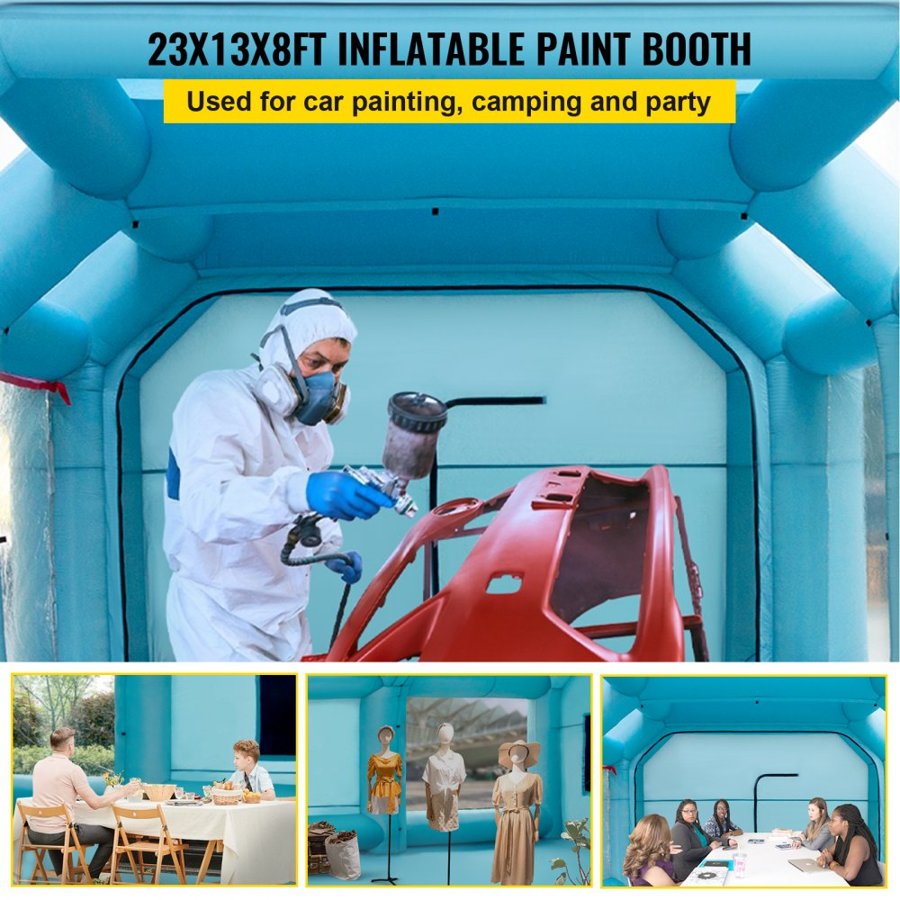 VEVOR Inflatable Spray Booth Car Paint Tent 7 x 4 x 2.5 m Filter System 2 Blowers