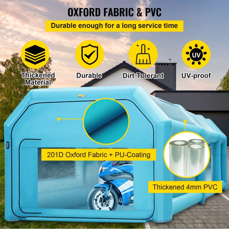 VEVOR Inflatable Spray Booth Car Paint Tent 7 x 4 x 2.5 m Filter System 2 Blowers