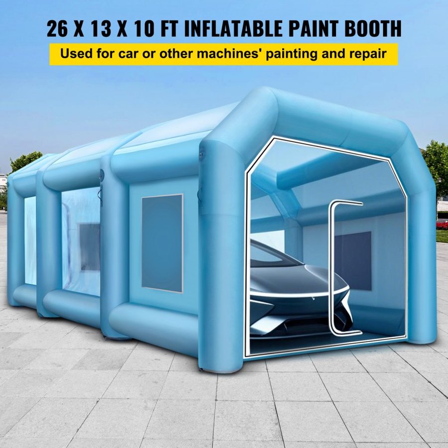 VEVOR Inflatable Tent 792.5 x 396.2 x 304.8 cm Inflatable Spray Booth Custom Tent Inflatable Paint Booth Tent Car Paint Booth Giant Workstation 210D Oxford Fabric With 2 Blowers