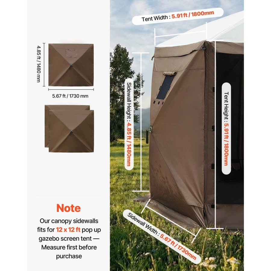 VEVOR Canopy Tent Sidewalls – 5.67x4.85 ft, 3 Pack, 210D