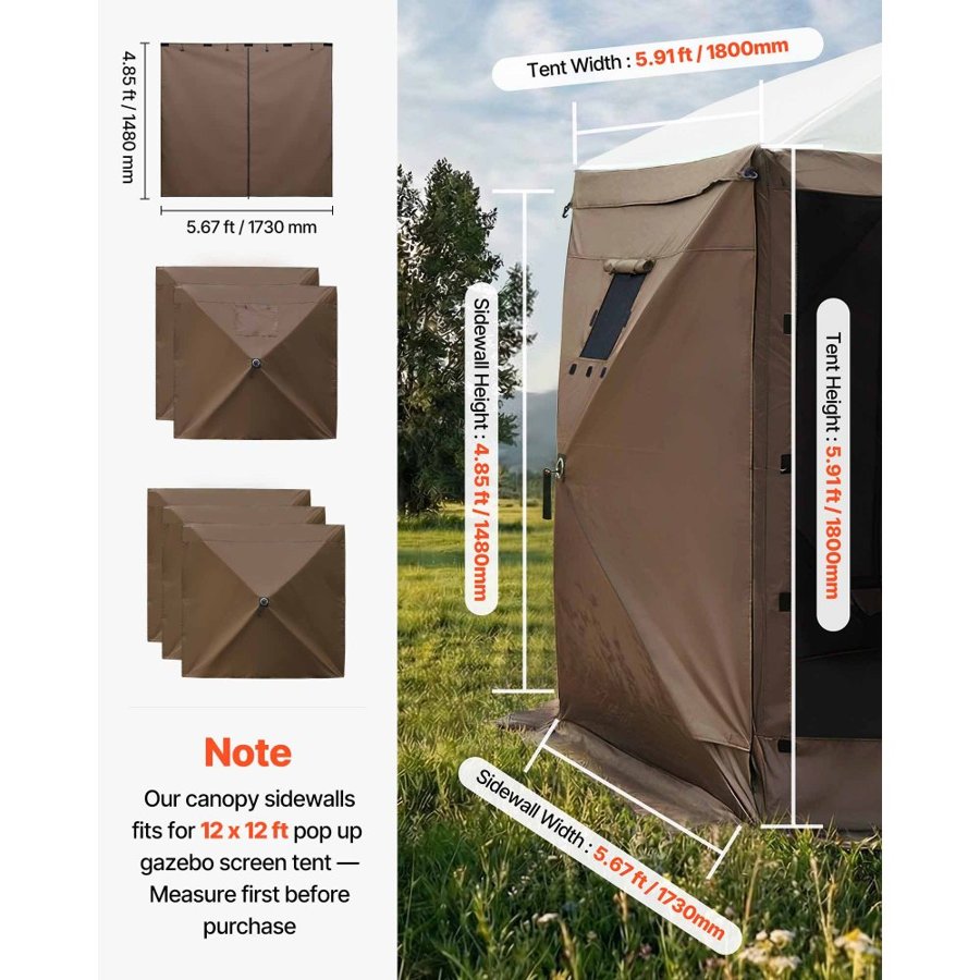 VEVOR Sidewalls for Canopy Tents – 1.73×1.48m, 6 Panels