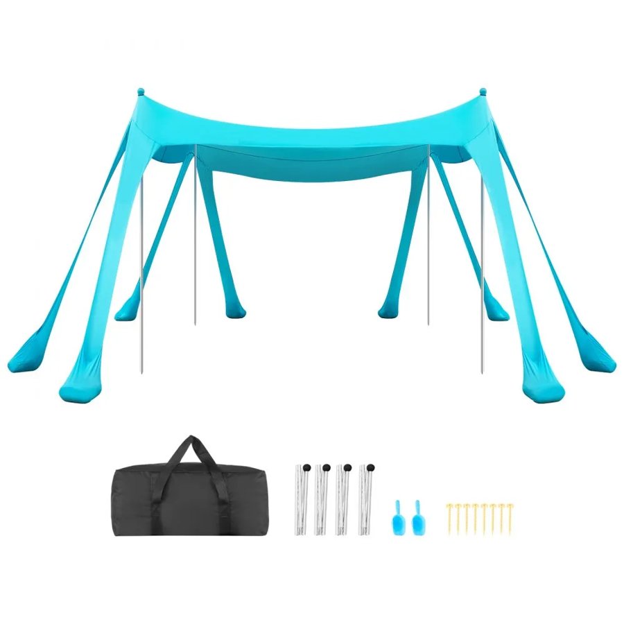 VEVOR Beach Tent Sun Shelter – 10x10 ft, UPF50+, 6.6 ft Tall