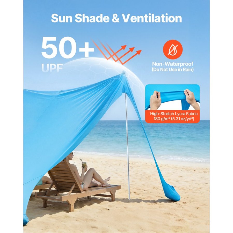 VEVOR Pop Up Beach Canopy Tent – 11x11 Ft, UPF50+ Cover