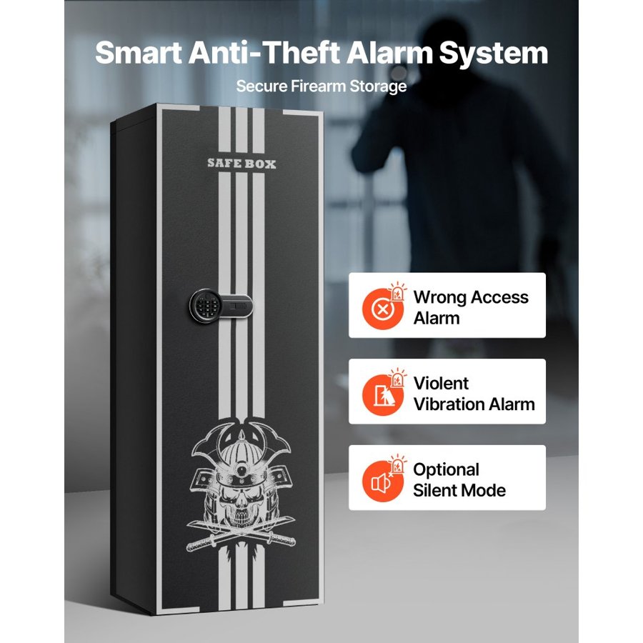 VEVOR 4 Gun Safe, Long Gun Cabinet for Rifles and Pistols, Quick Access Rifle Safe with 3 Ammo Slots and 2 Adjustable Racks, Large Digital Cabinet with Key and Password Lock(Assembly Required)