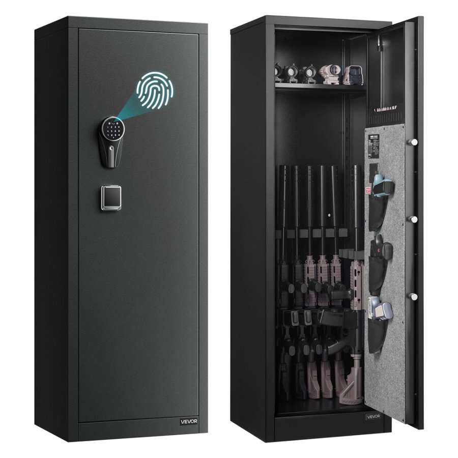 VEVOR Long Gun Cabinet – 8-10 Rifles, Fingerprint Lock