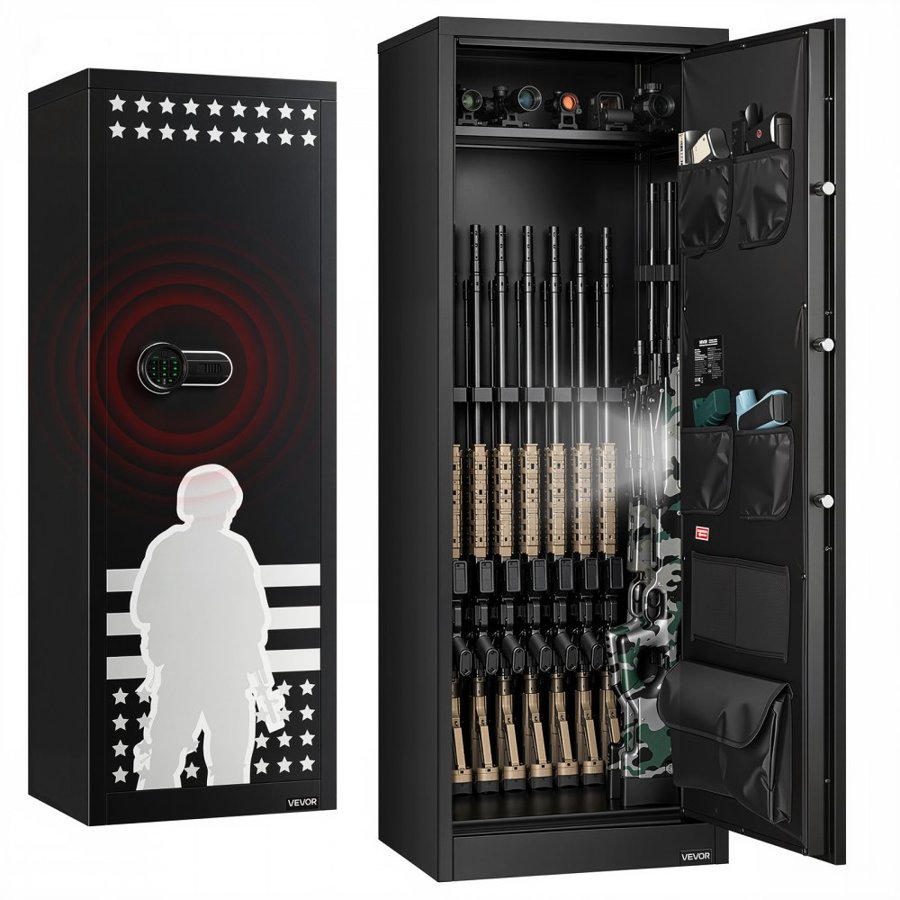 VEVOR 10-12 Gun Safe – 12 Rifles, 4 Handguns, Digital Lock