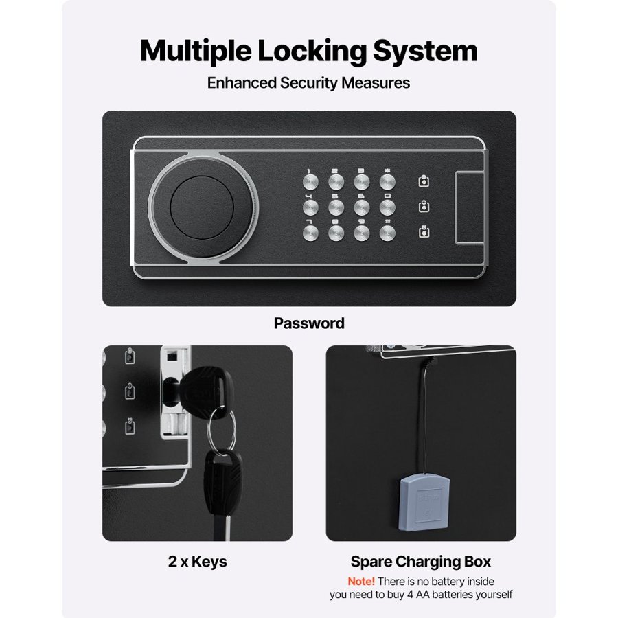 VEVOR 8 Gun Safe – 6-8 Guns, 150° Door, 3 Ammo Slots