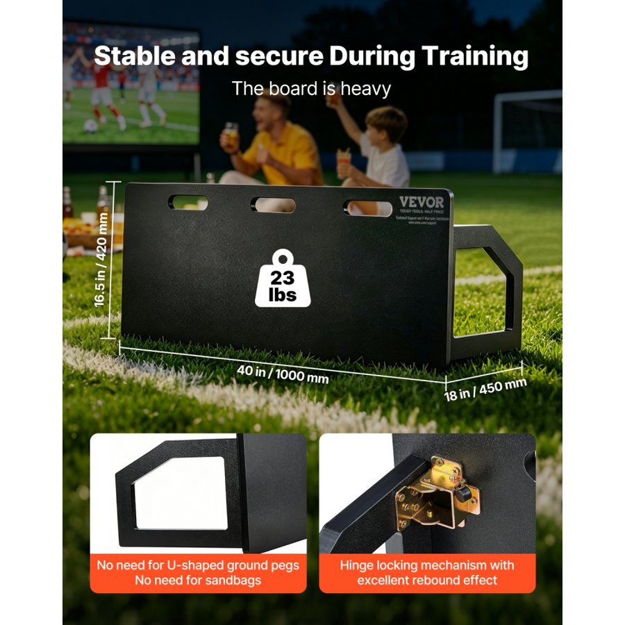 VEVOR Soccer Rebounder Board, 101.6 x 40.6 cm Portable Soccer Wall with 2 Angles Rebound, Foldable HDPE Kickback Rebound Board, Soccer Training Equipment for Kids and Adults, Passing & Shooting Practice