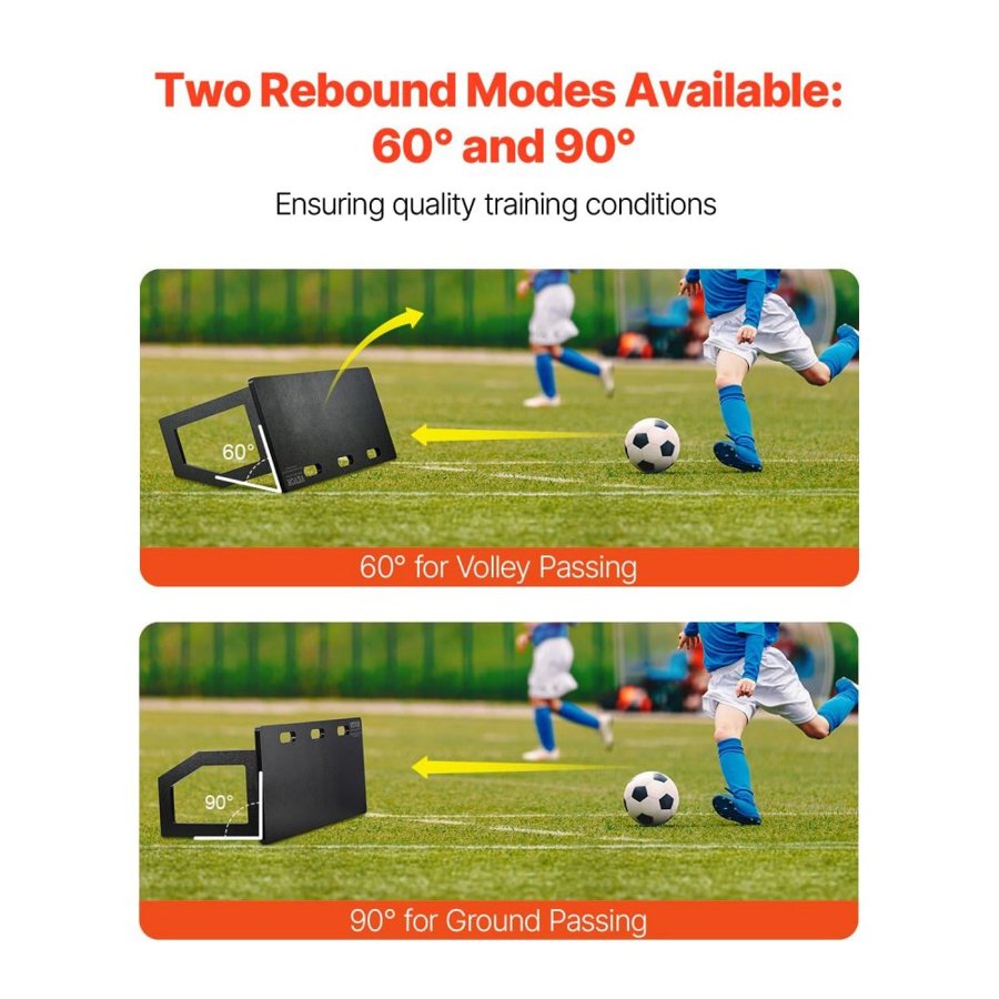 VEVOR Soccer Rebounder Board, 101.6 x 40.6 cm Portable Soccer Wall with 2 Angles Rebound, Foldable HDPE Kickback Rebound Board, Soccer Training Equipment for Kids and Adults, Passing & Shooting Practice