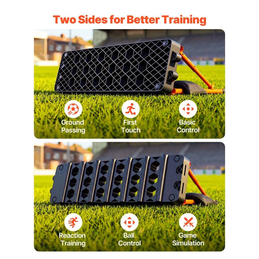 VEVOR Soccer Rebounder Board, 950 x 250 mm Portable Soccer Rebound Wall, Dual Surface Sports Kick Back Trainer, 3 Adjustable Angles, Easy Setup Ball Practice Equipment for Passing & Reaction Skills