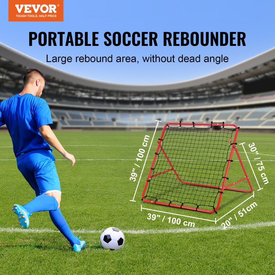 VEVOR Soccer Rebounder Rebound Net, Kick-Back 99.1x99.1 cm, Portable Football Training Gifts, Fully Goal Net, Aids & Equipment for Kids Teens & All Ages, Easy Set Up & Perfect Storage