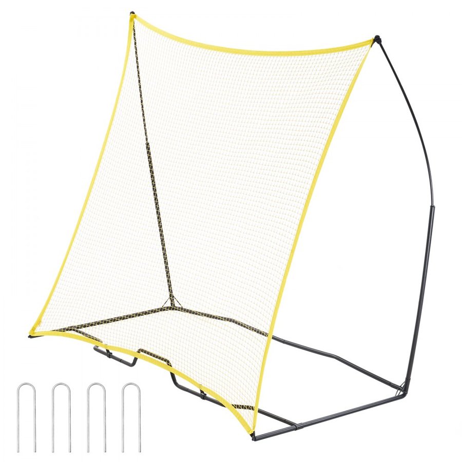 VEVOR Soccer Rebounder, Portable Soccer Trainer, 7x7FT Iron & Polyester Soccer Practice Equipment, Sports Football Rebounder Wall with Portable Bag, Perfect for Team Solo Training, Passing, Volley