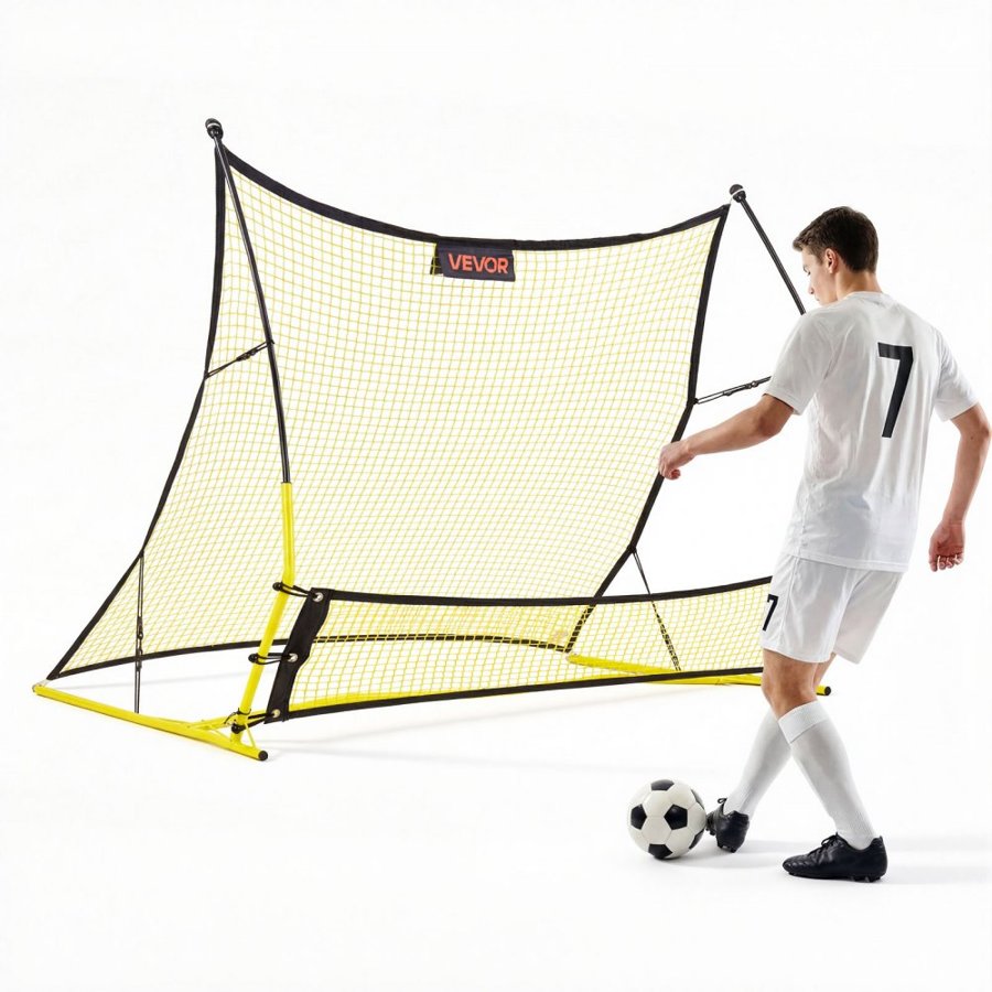 VEVOR Soccer Rebounder Net, 2-in-1 Soccer Goal Rebounder, Thickened Fiberglass Poles Iron Pipe for Team Solo Control, Passing Practice, Easy Setup Ball Training Equipment for Teens & Adults, 72" x 43"