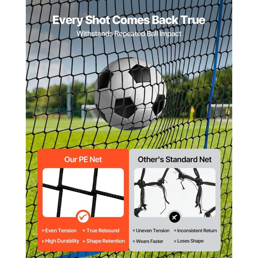 VEVOR Soccer Rebounder Net, Quick-Switch Angle Soccer Goal Rebounder for Control, Passing Practice, Heavy-Duty Iron Frame & PE Net, Easy Setup Ball Training Equipment for Teens&Adults,1470 x 1170 mm