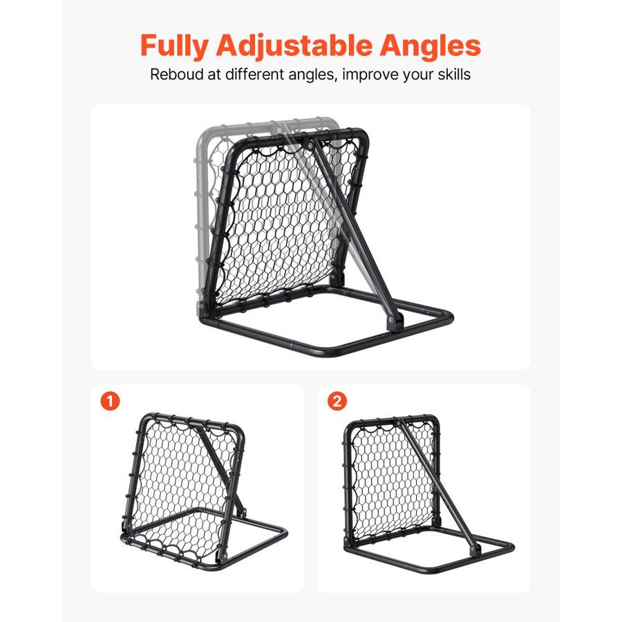 VEVOR Soccer Rebounder Rebound Net, Kick-Back 34"x34", Portable Football Training Gifts, Fully Adjustable Angles Goal Net, Aids & Equipment for Kids Teens & All Ages, Easy Set Up & Perfect Storage