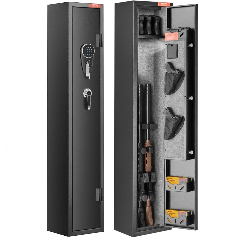 VEVOR 2 Rifles Gun Safe, Rifle Safe with Lock & Digital Keypad, Quick Access Gun Storage Cabinet with Removable Shelf, Pistol Rack, Rifle Cabinet for Home Rifle and Pistols