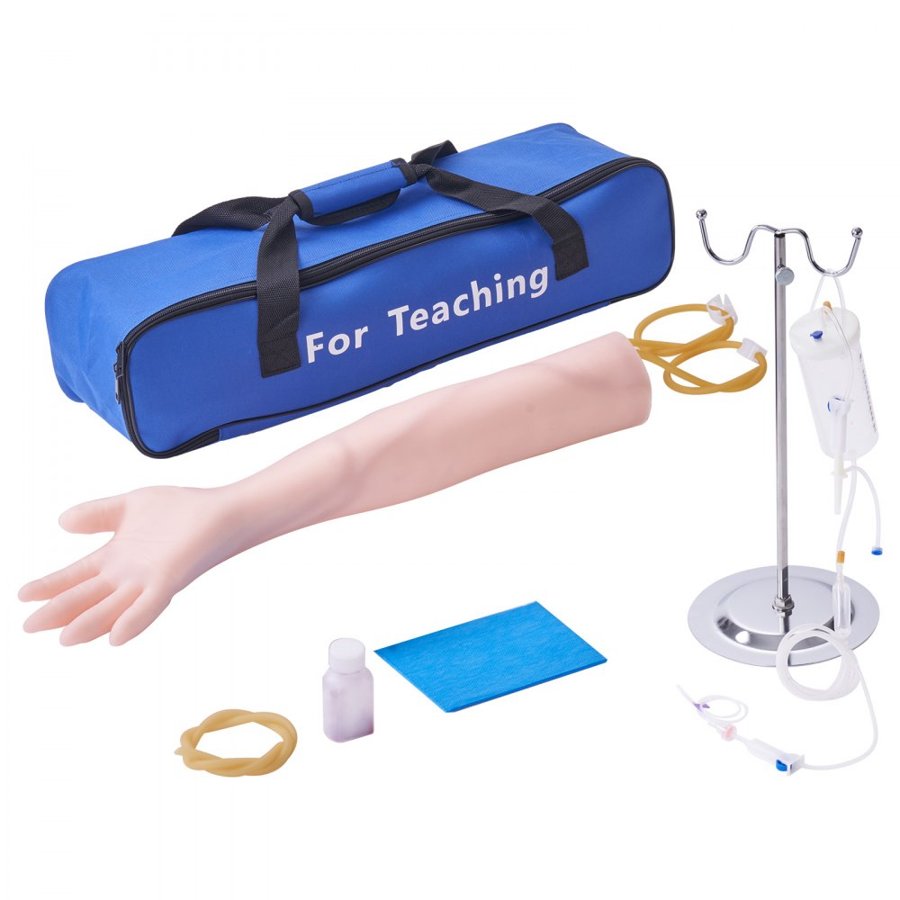 VEVOR Phlebotomy Practice Kit, IV Venipuncture Intravenous Training Kit, High Simulation IV Practice Arm Kit with Carrying Bag, Practice and Perfect IV Skills, for Students Nurses and Professionals