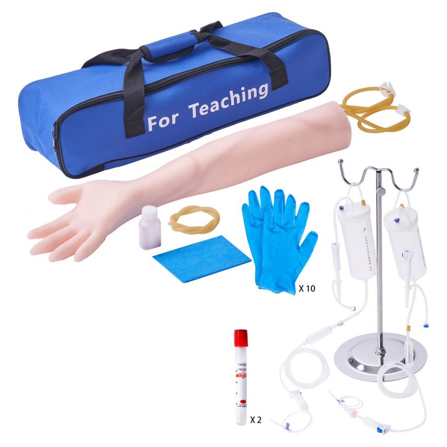 VEVOR Phlebotomy Practice Kit, IV Venipuncture Intravenous Training Kit, High Simulation IV Practice Arm Kit with Carrying Bag, Practice and Perfect IV Skills, for Students Nurses and Professionals