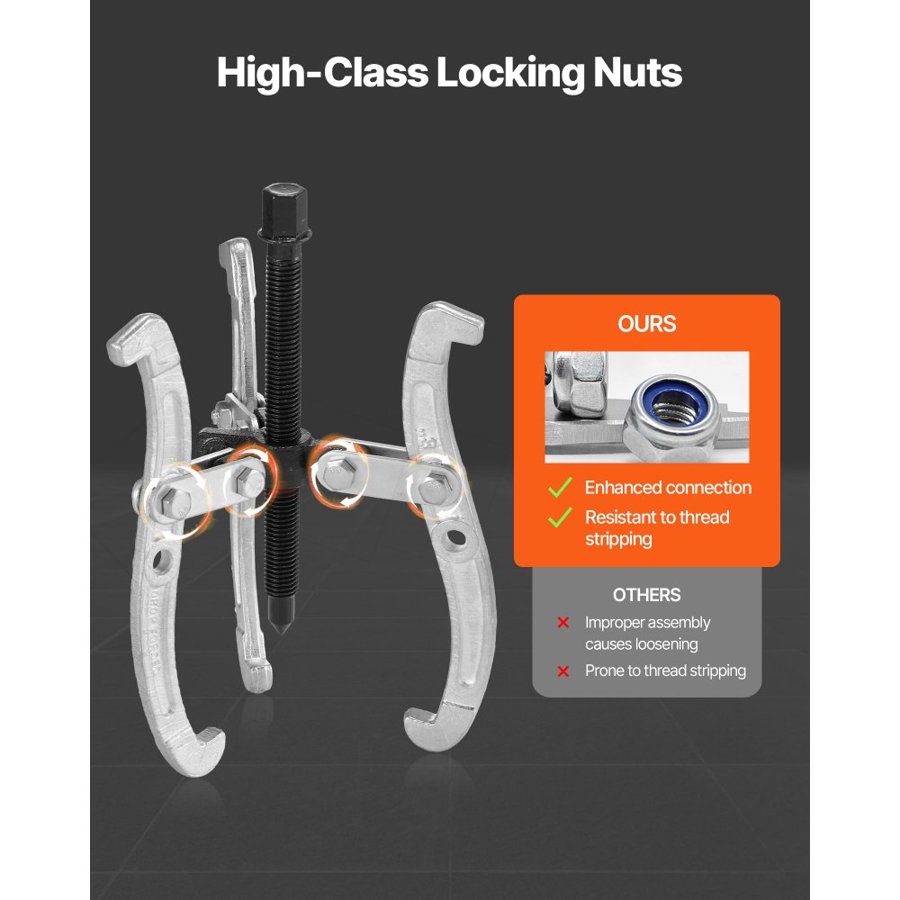 VEVOR Gear Puller Set – 3/4/6/8 inch, 3 Jaw Bearing Puller
