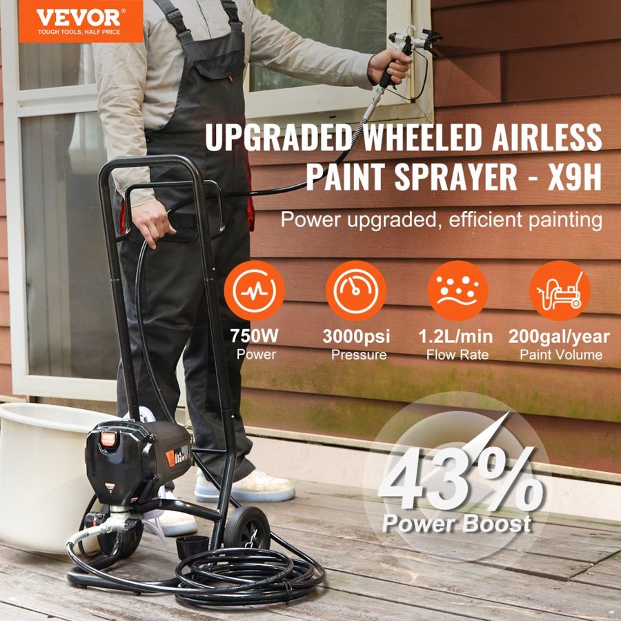 VEVOR High Pressure Airless Paint Sprayer – 750W, 3000PSI