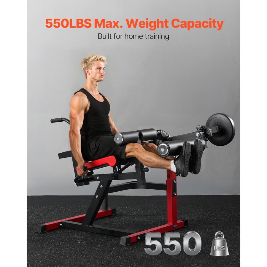 VEVOR Leg Extension and Curl Machine, Seated Leg Rotary Extension for Thigh, Adjustable Lower Body Specialty Exercises Equipment, 550 LBS Heavy Duty Workout Bench for Home Gym, for Heights 1.65–1.9 m