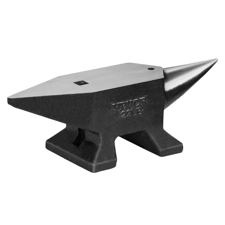 VEVOR Single Horn Anvil, 10 kg Cast Steel Anvil, High Hardness Rugged Round Horn Anvil Blacksmith, Large Countertop and Stable Base, with Round and Square Hole, Metalsmith Tool for Bending and Shaping
