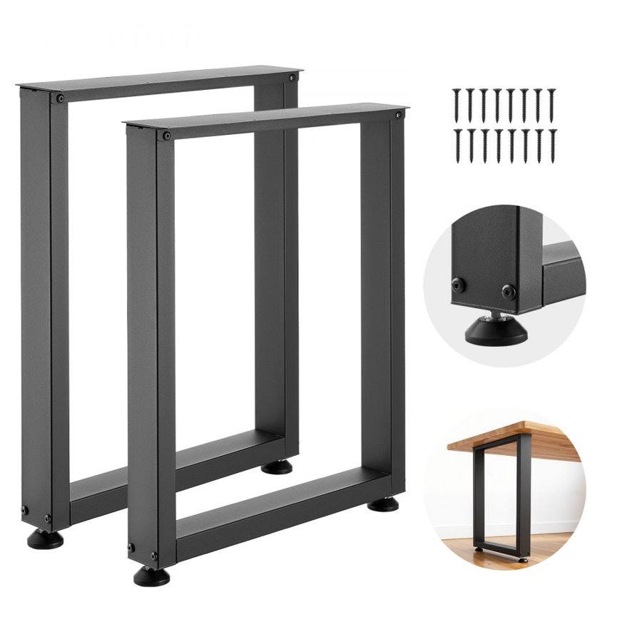 VEVOR Table Legs, 29.5" H x 23.6" W Square Steel Furniture Legs, Modular Design, Easy Assembly, 2204 lbs Max Load Heavy Duty, for Home Office Desk, Workbenches, Dinner Bar Tables, Set of 2, Black