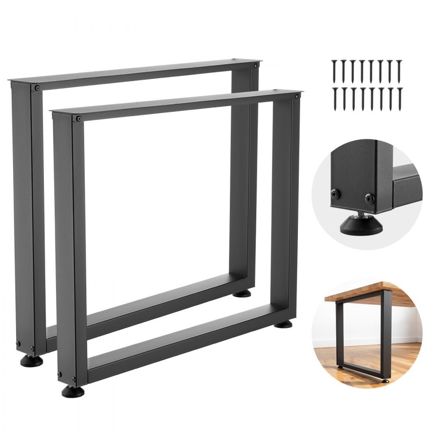 VEVOR Table Legs, 29.5" H x 35.4" W Square Steel Furniture Legs, Modular Design, Easy Assembly, 2204 lbs Max Load Heavy Duty, for Home Office Desk, Workbenches, Dinner Bar Tables, Set of 2, Black